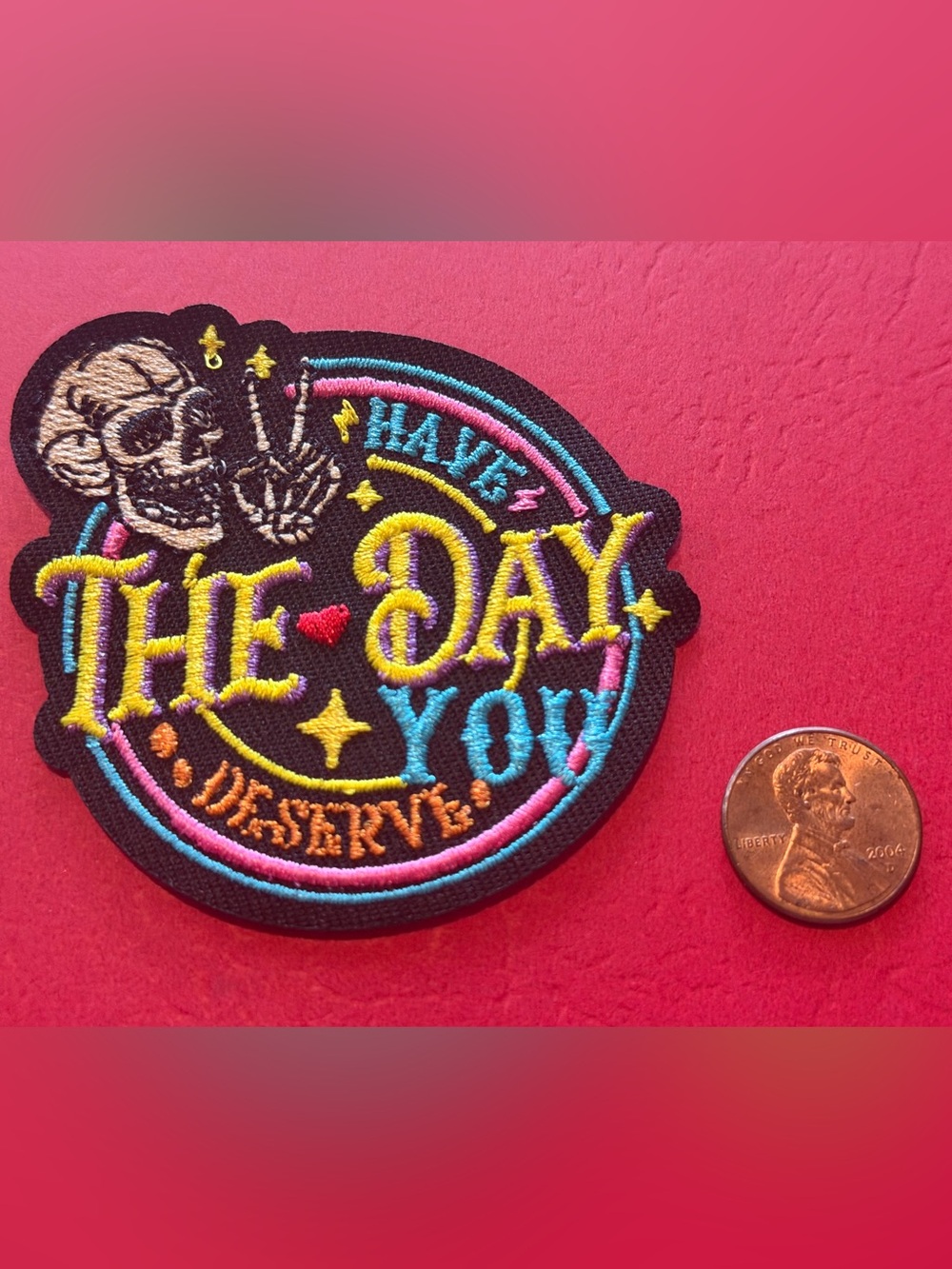 Have a Nice Day Embroidered Patch - Bright Multicolor on Black